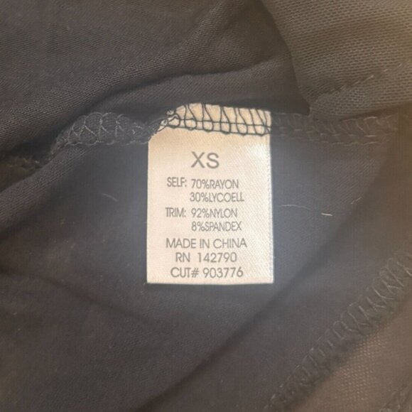 BCBGMAXAZRIA Women's Long Sleeves Asymmetrical Sheer Blouse Black Size XS - Picture 4 of 7